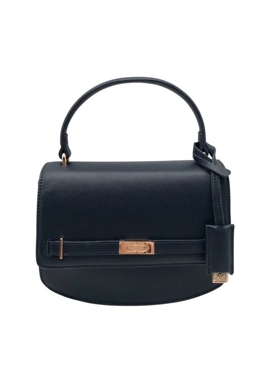 Anne Klein Handbags - Anne Klein Women's Blue Leather Belted Flap Saddle with Convertible Strap